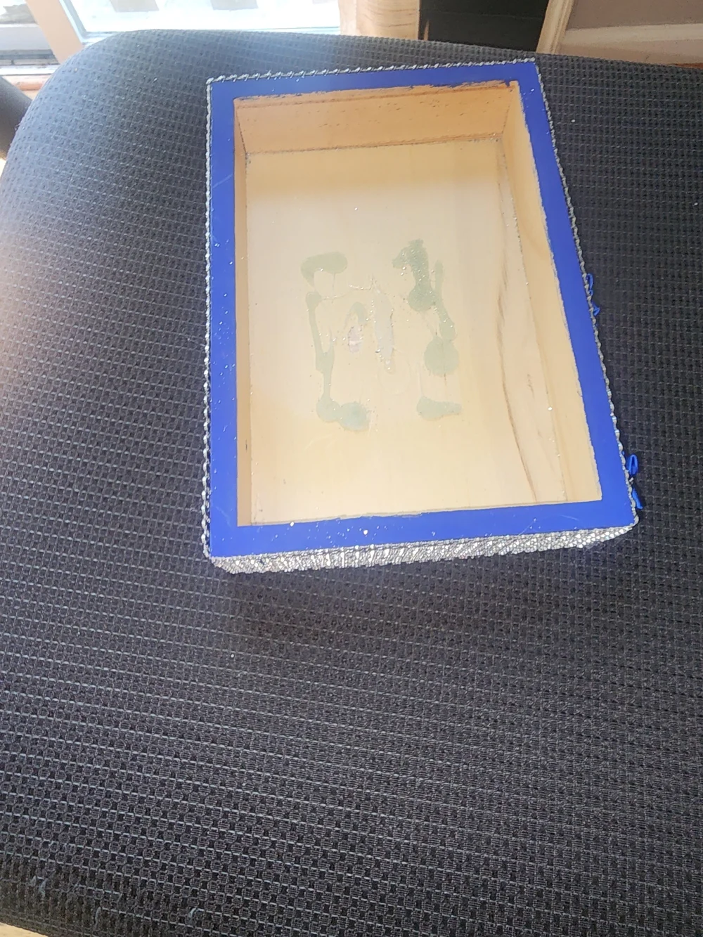 Decorative Blue and Silver Wooden Display Tray - Home Art